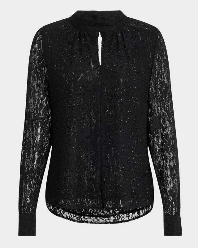 The Andi Cutout Rhinestone Lace Blouse